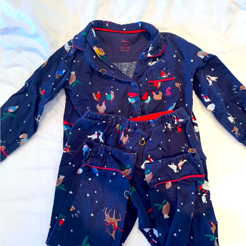 Joules London cotton flannel holiday animal print pajamas, 3T, 100% cotton